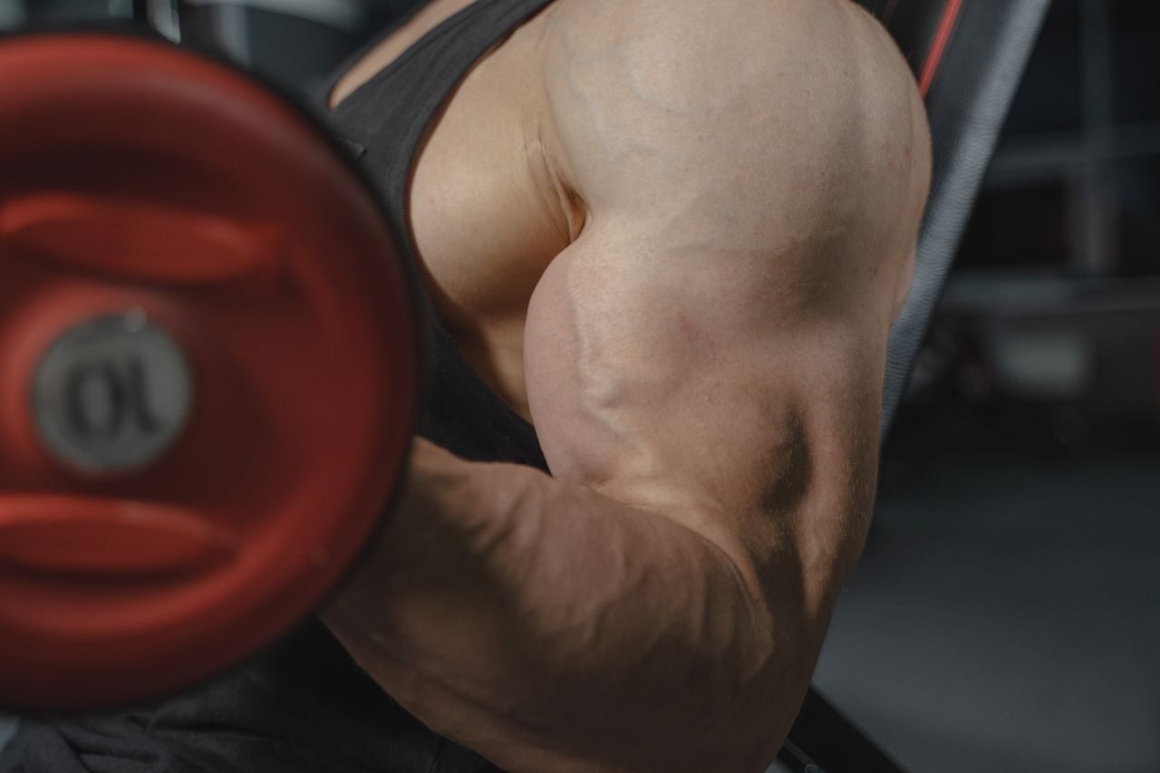 persona realizando ejercicios de biceps